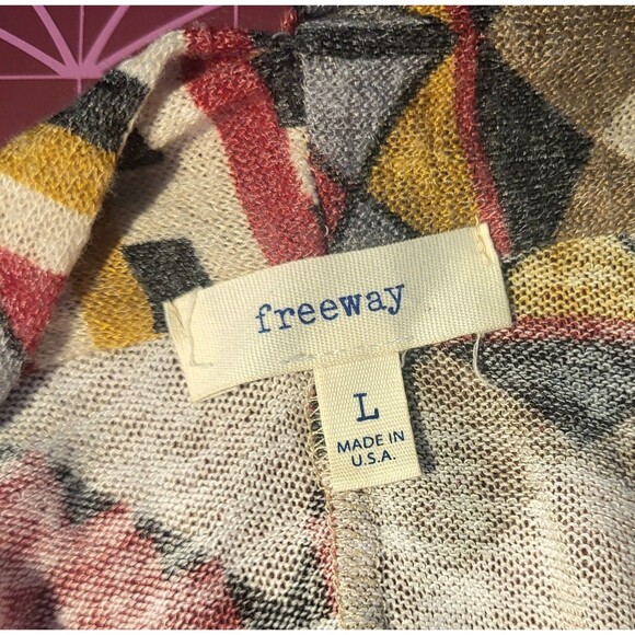 Freeway Aztec Western Boho Southwestern Sante Fe Belted Cape Cardigan L - Picture 6 of 11
